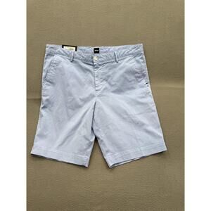 Boss Slice Shorts Mens 34‎ Blue Slim Fit Stretch Chino Casual Open Blue Summer
